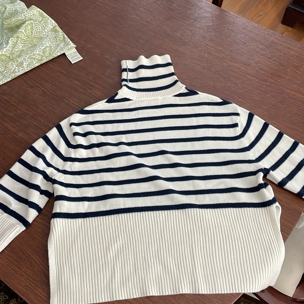 GAP. Striped sweater. Navy and cream.